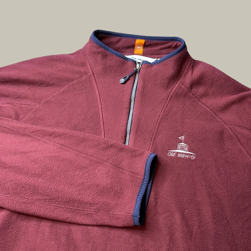 Peter Millar Pullover Mens XL MF22EZ38 Burgundy Old Waverly Golf 1/4 Zip Fleece